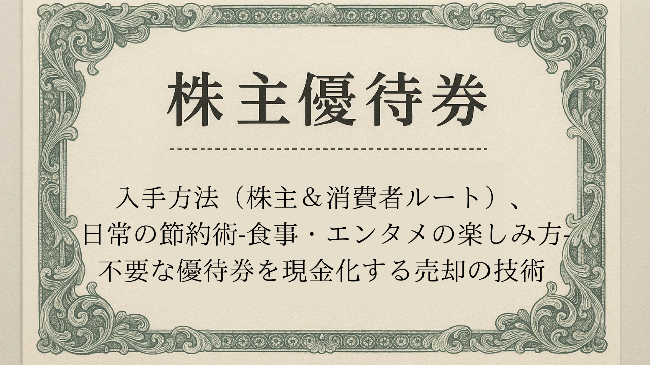 株主優待券ガイド：入手方法（株主＆消費者ルート）、 日常の節約術-食事・エンタメの楽しみ方- 不要な優待券を現金化する売却の技術