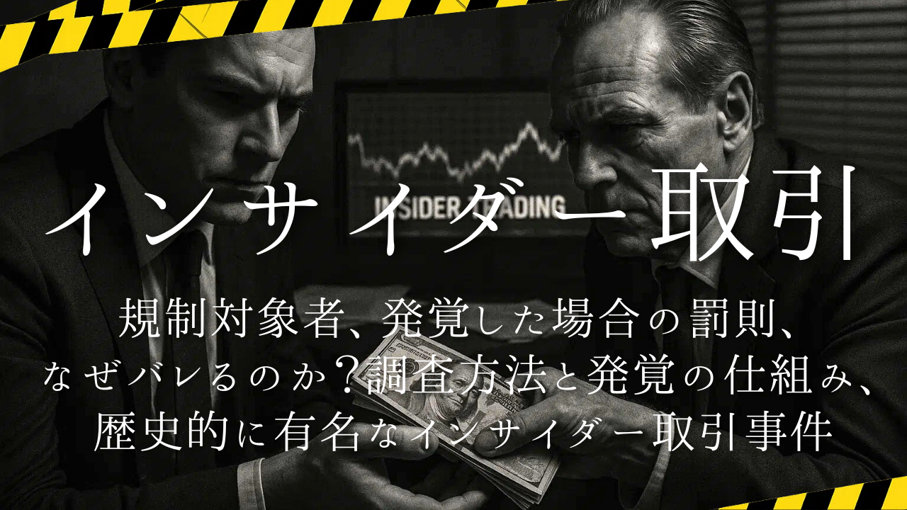 インサイダー取引とは？規制対象者、発覚した場合の罰則、 なぜバレるのか？調査方法と発覚の仕組み、 歴史的に有名なインサイダー取引事件